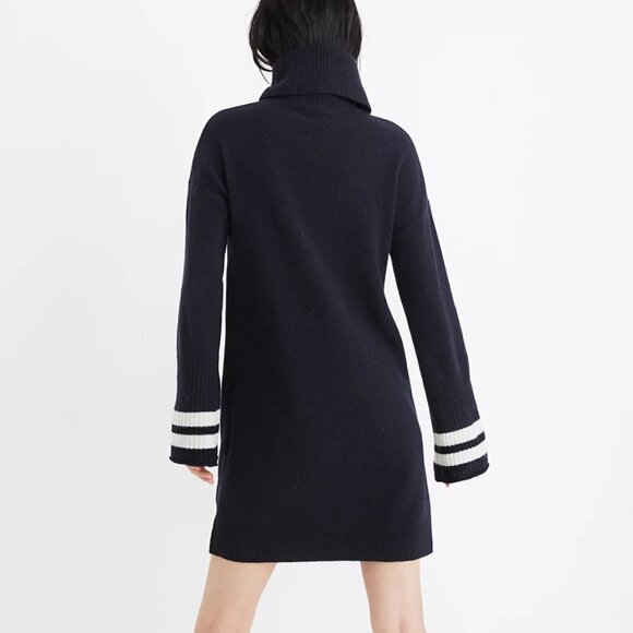 Madewell Wool Bell-Sleeve Turtleneck Sweater-Dress in Nautical Stripe - Picture 2 of 5